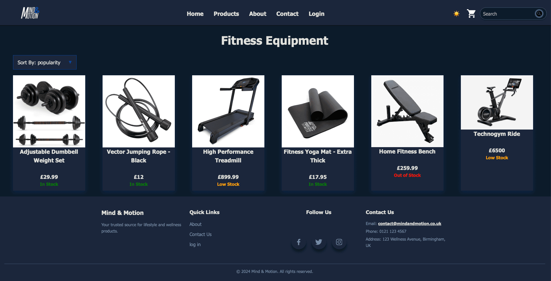 Mind & Motion E-commerce